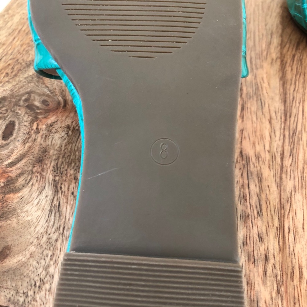 Lulus Markiee Teal Crocodile Embossed Slide Sandal - Picture 10 of 13